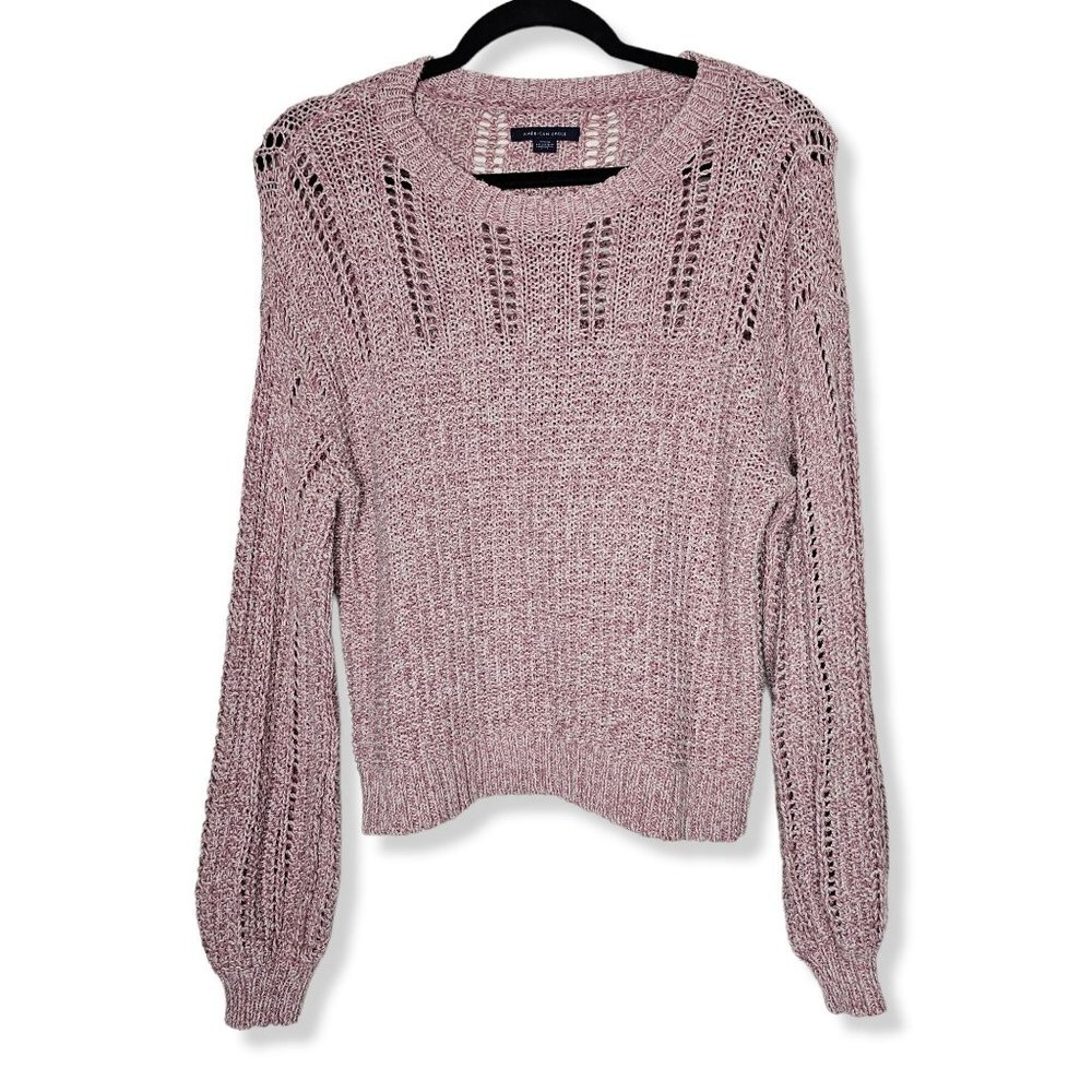 ⚡️American Eagle Size Medium Dusty Pink Loose Knit Pull Over Sweater Round Neck